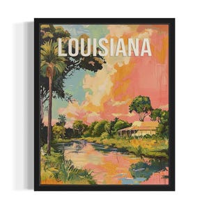 Louisiana Summer States Art Print, Living Room Wall Art Poster, Original Painting Artwork Decor