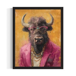 Bison Tier Poster Kunst Druck, Wohnzimmer Wand Kunst Poster, Originale Malerei Kunstwerk Dekor
