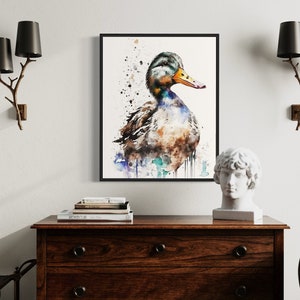 Duck Watercolor Art Print, Duck Painting Wall Art Decor, Original Artwork by Artist image 5