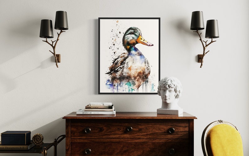 Duck Watercolor Art Print, Duck Painting Wall Art Decor, Original Artwork by Artist image 5