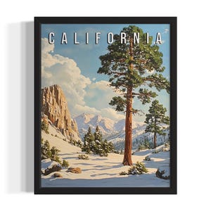 California Winter States Art Print, Living Room Wall Art Poster, Original Painting Artwork Decor