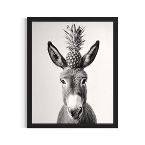 Donkey Kitchen Animals Poster Art Print, Kitchen Wall Art Poster, Original Painting Artwork Decor