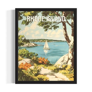 Rhode Island Narragansett Bay State Poster Kunstdruck, Wohnzimmer Wand Kunst Poster, Originale Malerei Kunstwerk