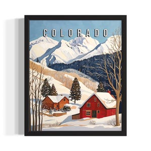 Colorado Winter States Art Print, Living Room Wall Art Poster, Original Painting Artwork Decor