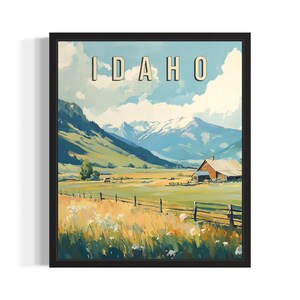 Idaho Countryside States Art Print, woonkamer muurkunstposter, origineel schilderij artwork decor