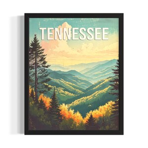 Tennessee Great Smoky Mountain States Poster Art Print, Living Room Wall Art Poster, Original Painting Artwork Decor