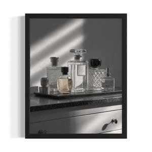 Ijdelheid met parfum Fashion zwart-wit poster Art Print, woonkamer muurkunst poster, origineel schilderij artwork decor