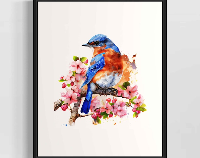 Vintage Bluebird Painting, Bluebird Print, Antique Bluebird Art ...