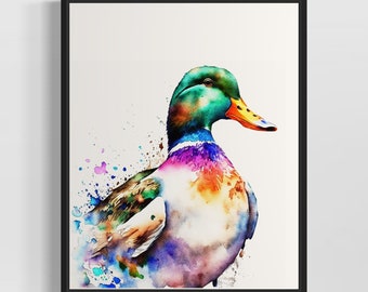 Mallard Duck Watercolor Art Print, Mallard Duck Wall Art Poster, Original Artwork  by Artist