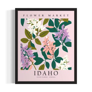 Idaho Flower Market Staten Art Print, woonkamer muurkunstposter, origineel schilderij artwork decor