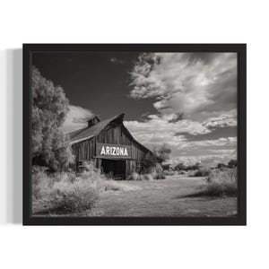 Arizona Vintage Black and White States Art Print, Living Room Wall Art Poster, Original Painting Artwork Decor