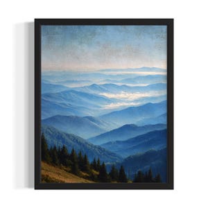 North Carolina Great Smoky Mountain States Poster Art Print, Living Room Wall Art Poster, Original Painting Artwork Decor