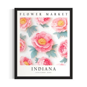 Indiana State Flower Market Poster Art Print, Living Room Wall Art Poster, Original Painting Artwork Decor
