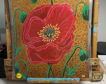 Embellished Poppy Print