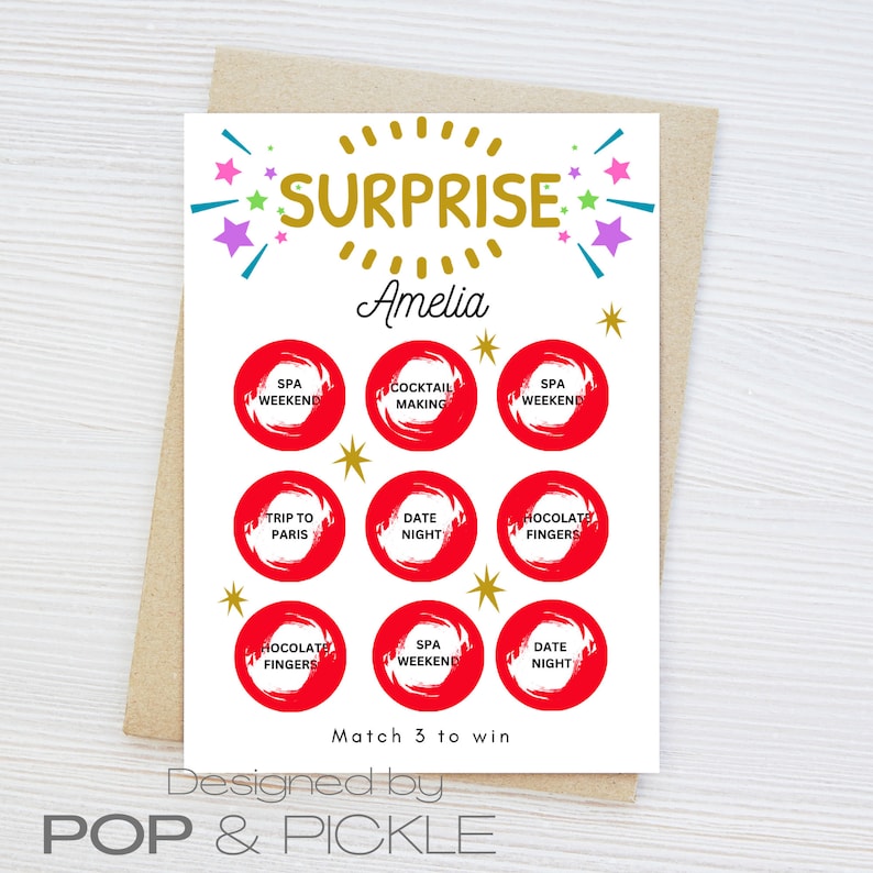 Surprise Card Routine Surprise Scratch to Reveal Surprise Card | Custom Card | Personalised ...
