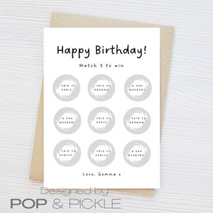 Happy Birthday Gift Reveal Card | Match 3 to win | Ideal for Gifts | Trips | Events | Surprise Gift Reveal Scratch Card | Birthday Gift