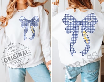 Eagles Ribbon Coquette Bow Watercolor Gingham Design: Blue, PNG, JPG, Instant Download