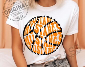 Mustangs Retro Basketball Design: PNG, SVG, JPG, Digital Download