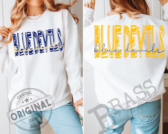 Blue Devils Scribble Design – 2 Color Options, Royal and Yellow, PNG & SVG Digital Download