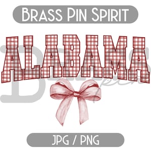 Alabama Coquette Bow Watercolor Gingham Design – Crimson, Burgundy, Maroon, Red PNG & JPG Digital Download