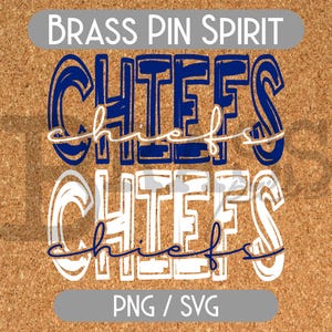 Chiefs Scribble Designs: 2 Color Options, Blue & White, JPG, SVG, PNG Digital Download