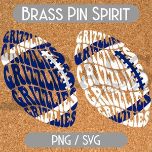 Grizzlies Retro Football Design: 2 Color Options, Royal & White, PNG, SVG, Digital Download