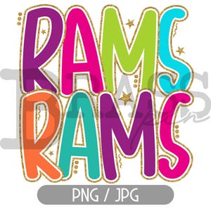 Rams Bright Glitter 4 Design Bundle – Digital Download: PNG & JPG Files