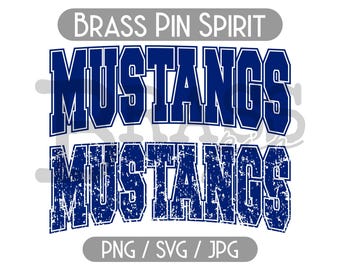 Mustangs Varsity Design: 2 Options, Clean & Distressed, PNG, SVG, Digital Download