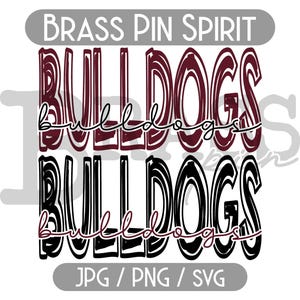 Bulldogs Scribble Design: 2 Color Options, Maroon & Black, PNG, JPG, SVG, Digital Download