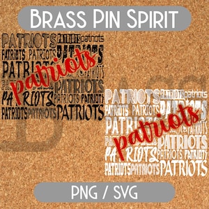 Patriots Typografie Design: 2 Farboptionen, Weiß & Schwarz, Rot, SVG, PNG, JPG, Instant Download