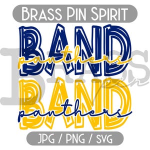 Panthers Band Scribble Designs: Royal & Yellow, 2 Color Options, SVG, PNG, JPG  Digital Download