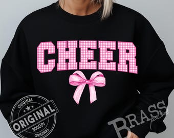 Cheer Coquette Watercolor Gingham Design: Hot Pink, PNG, JPG, Instant Download