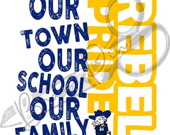 Rebel Pride our Family, Yellow & Blue, PNG, JPG