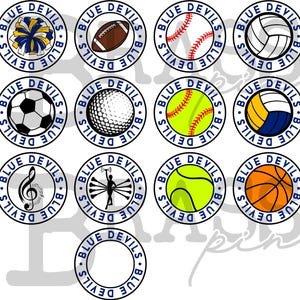 Blue Devils Circle Bundle – 24 Designs, Digital Download: PNG, JPG, SVG Files