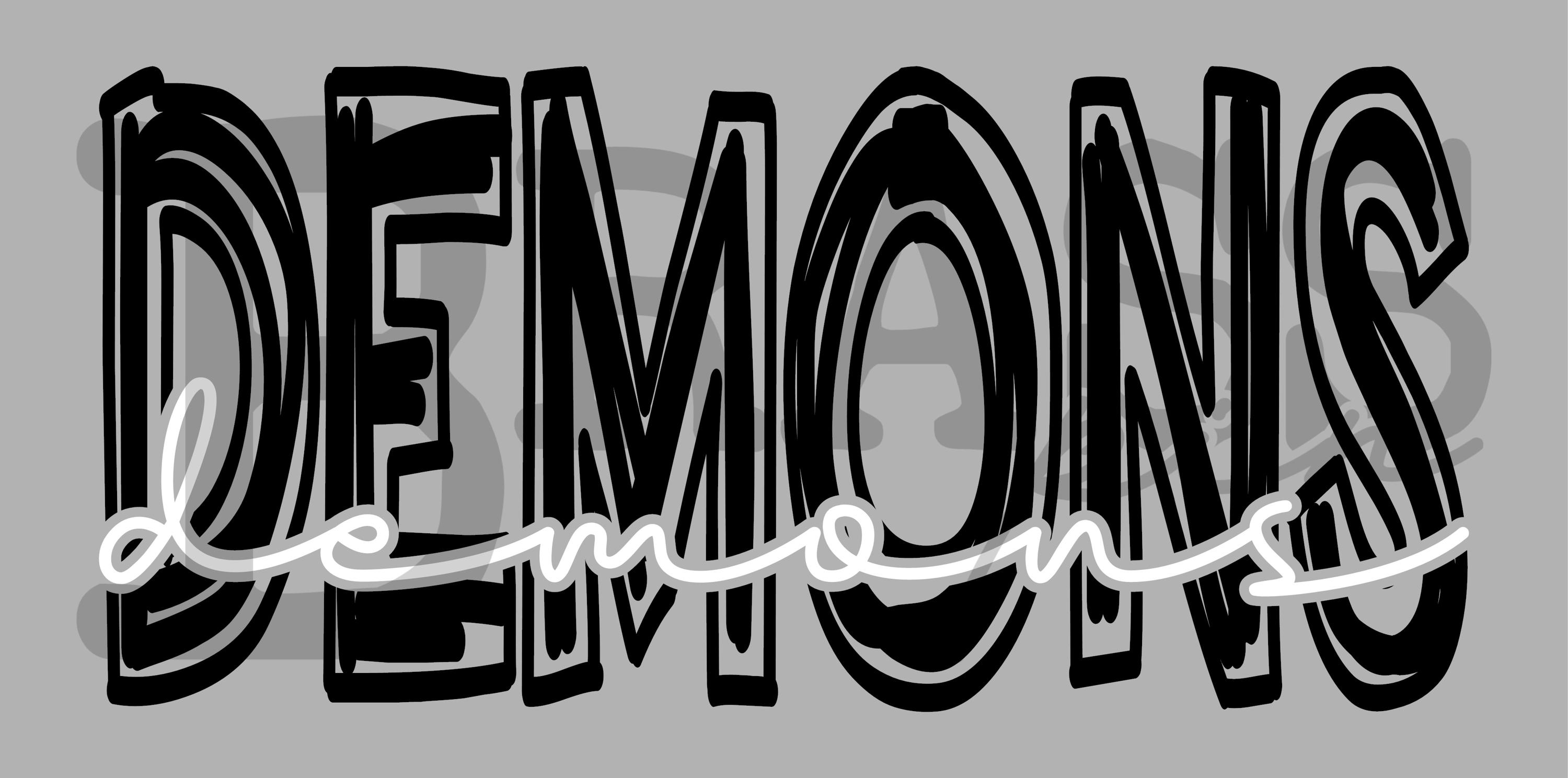 Demons Scribble Design, Black & White, 2 Color Options, PNG, SVG ...