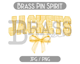 Jackets Coquette Bow Watercolor Gingham Design: Yellow, PNG, JPG, Digital Download