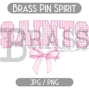 Saints Coquette Watercolor Bow Gingham Design: Pink, PNG, JPG, Digital Download