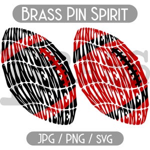 Minutemen Retro Football Design: 2 Color Options, Red & Black, PNG, SVG, JPG, Digital Download