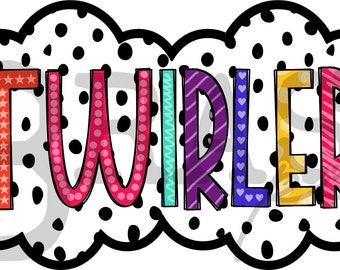 Twirler Doodle Design: 2 Color Options, PNG, JPG, Digital Download