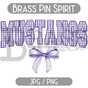 Mustangs Coquette Bow Watercolor Gingham Design: Puprle, PNG, JPG, Digital Download