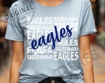 Eagles-typografieontwerp: 2 kleuropties, wit en zwart, koninklijk, SVG, PNG, JPG, Instant Download