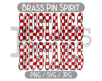 Mustangs Retro Designs: 2 Options, Clean & Distressed, Red, Black, SVG, PNG, JPG  Digital Download