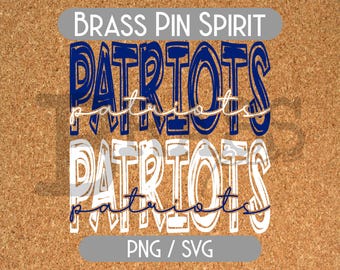 Diseños de garabatos de los Patriots: 2 opciones de color, azul y blanco, PNG, SVG, descarga digital