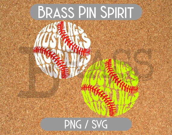 Mustangs Retro Baseball / Softball Design: PNG, SVG  Digital Download