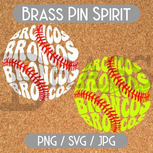 Broncos Retro Baseball Softball SVG PNG JPG | Circle Text Design Instant Download