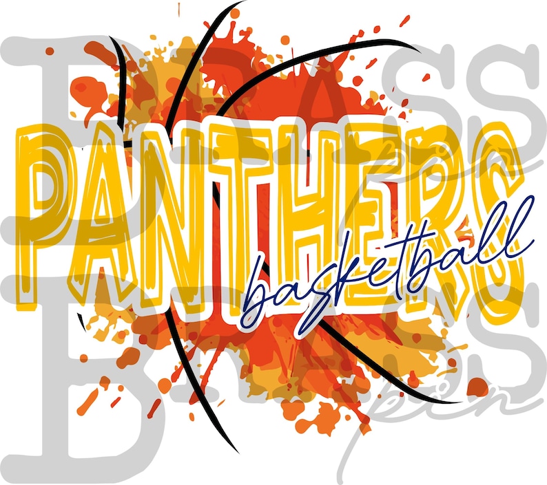 Panthers Scribble Basketball Design: Royal & Yellow, 2 Color Options ...