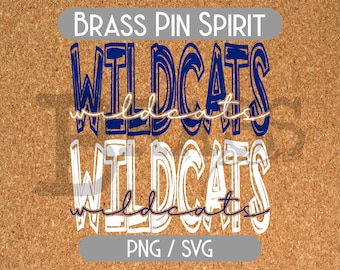 Wildcats Scribble Designs: 2 Color Options - Blue and White(SVG & PNG, Digital Download)