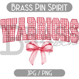Warriors Coquette Bow Watercolor Gingham Design: Red, PNG, JPG, Instant Download