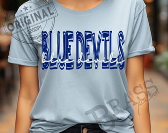 Blue Devils Scribble Design – 2 Color Options, Royal & White, PNG and SVG Digital Download
