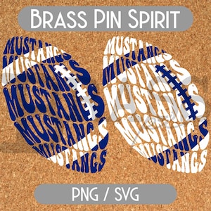 Mustangs Retro Football Design: 2 Color Options, Blue & White, PNG, SVG, Digital Download